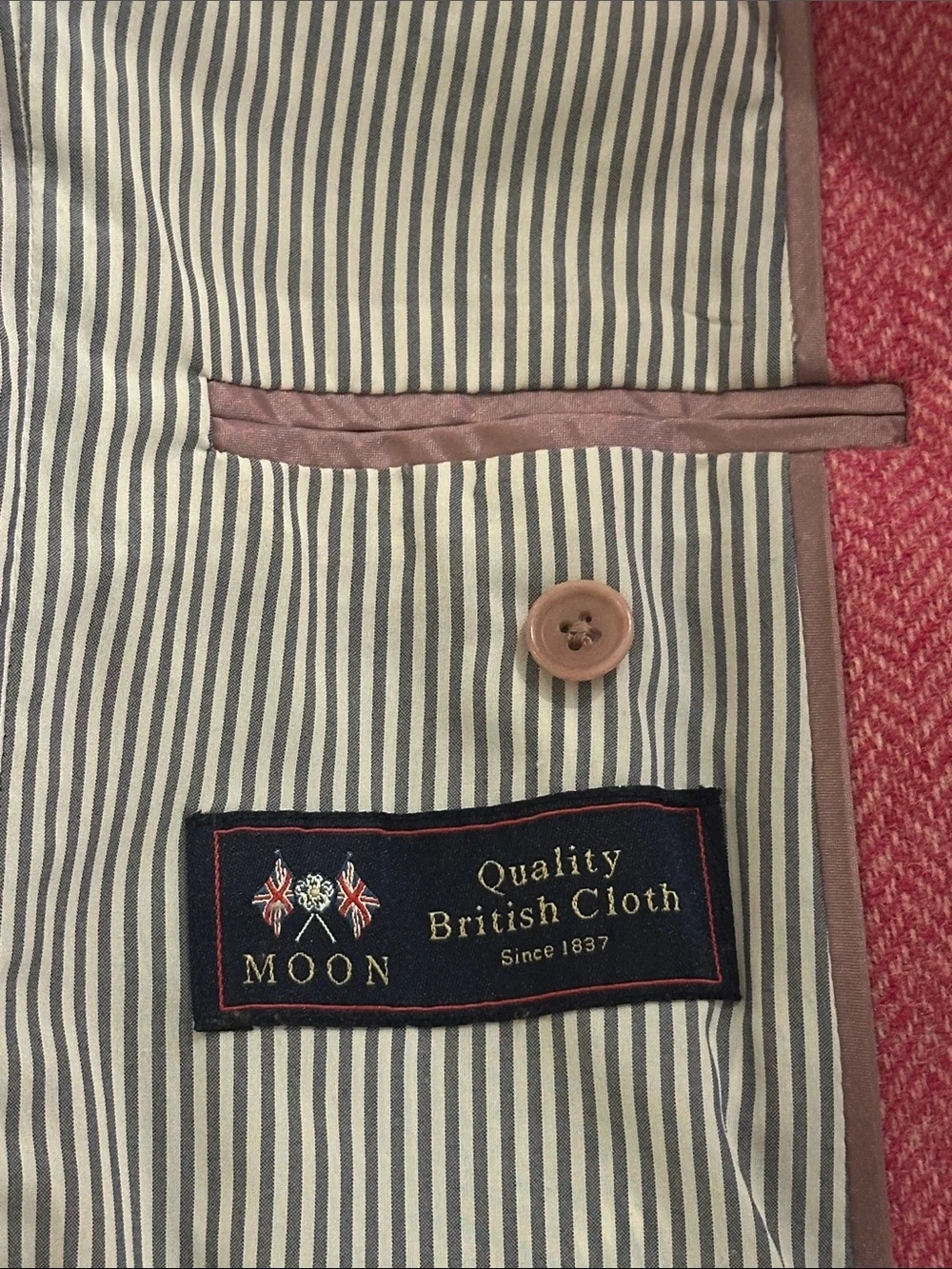 J. Crew Double-Breasted Pink Herringbone Blazer